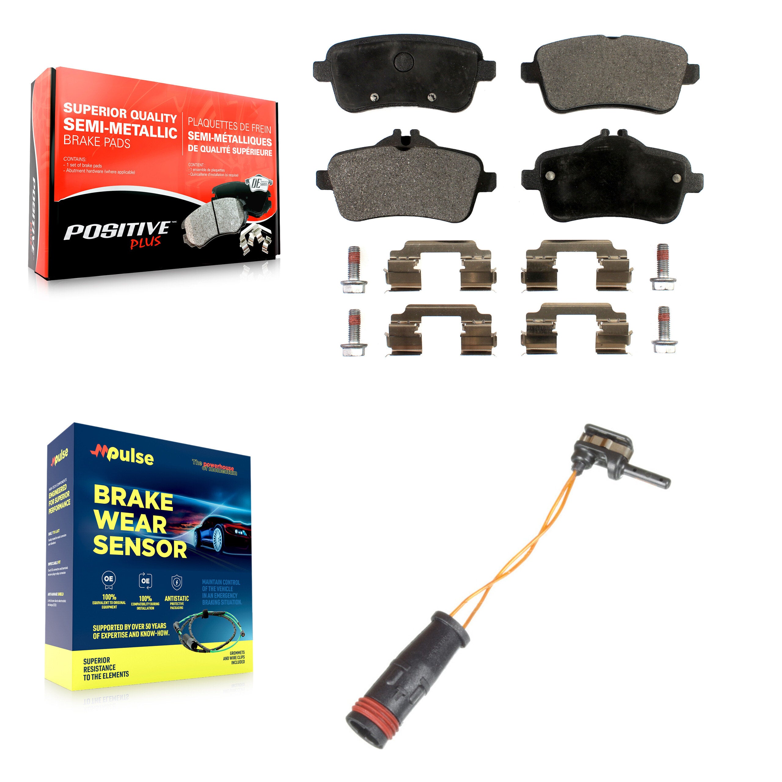 Rear Semi-Metallic Brake Pads Wear Sensor Kit For Mercedes-Benz ML350 GLE400 GLE350 GL350 KPW-101052