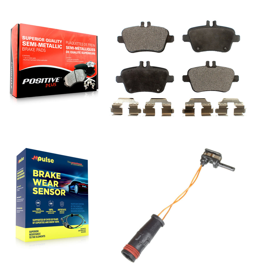Rear Semi-Metallic Disc Brake Pads And Wear Sensors Kit For Mercedes-Benz SLK350 KPW-101053