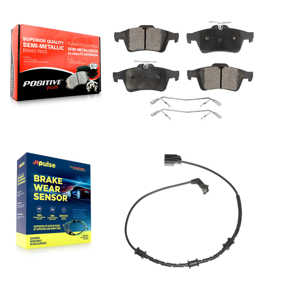Rear Semi-Metallic Disc Brake Pads And Wear Sensors Kit For Jaguar XF XJ XK XKR KPW-101063