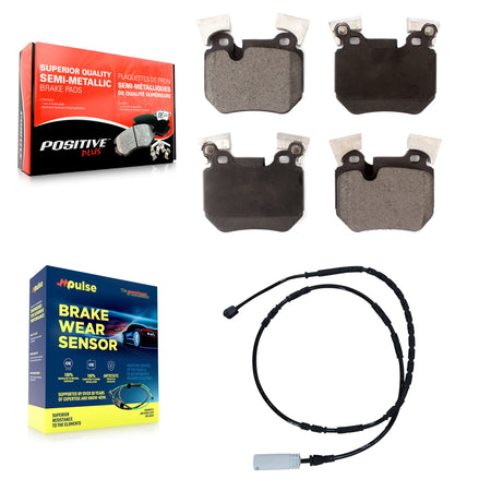 Rear Semi-Metallic Disc Brake Pads And Wear Sensors Kit For 2012-2013 BMW 135i 3.0L KPW-101067