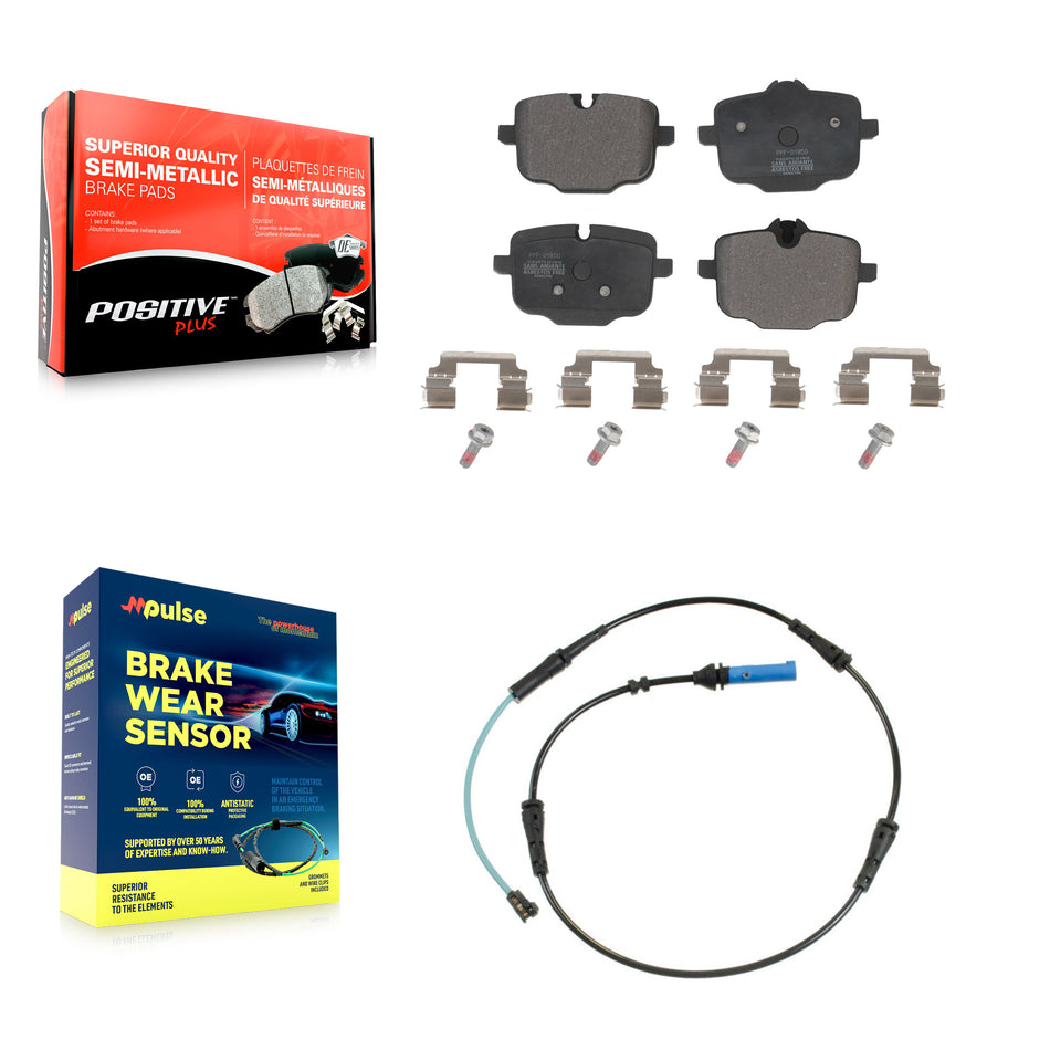 Rear Semi-Metallic Brake Pads Wear Sensor Kit For BMW 530i xDrive 540i 750i M550i X6 530e KPW-101075