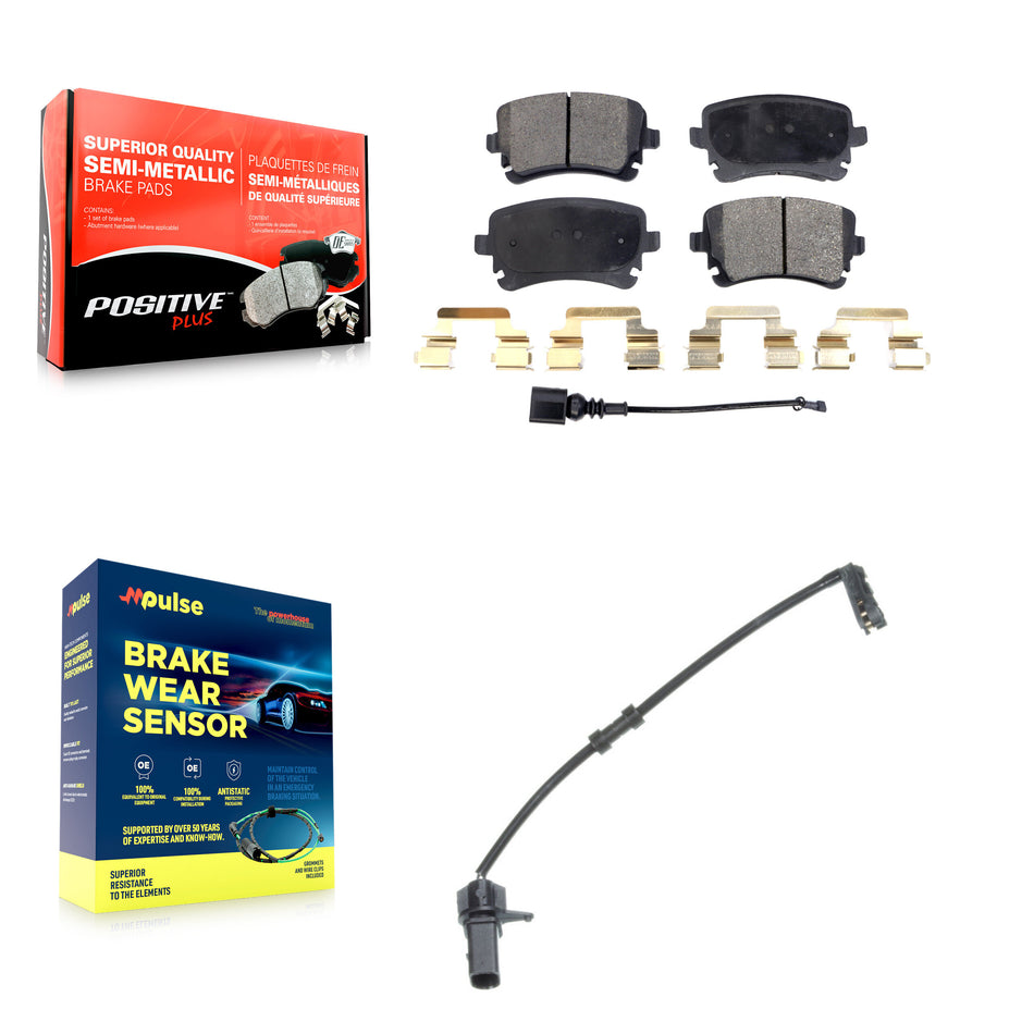 Rear Semi-Metallic Brake Pad And Extra Wear Sensor Kit For 2010 Audi A8 Quattro 6.0L/4.2L KPW-101079