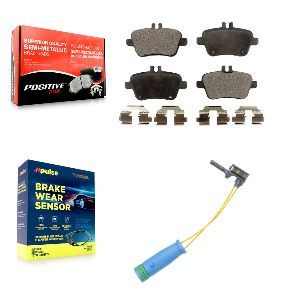 Rear Semi-Metallic Disc Brake Pads & Wear Sensor Kit For Mercedes-Benz CLA250 GLA250 2.0L KPW-101084