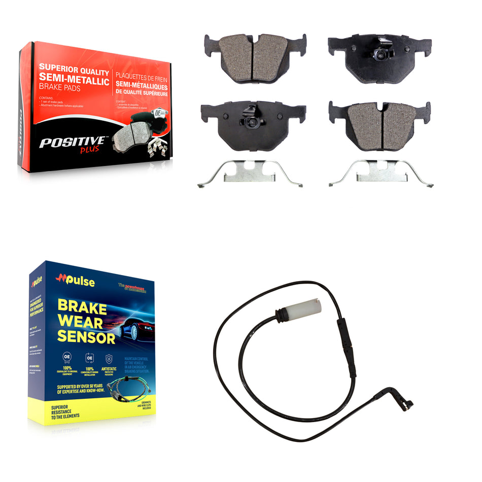 Rear Semi-Metallic Disc Brake Pads And Wear Sensors Kit For BMW 530xi 535i xDrive 535xi KPW-101087