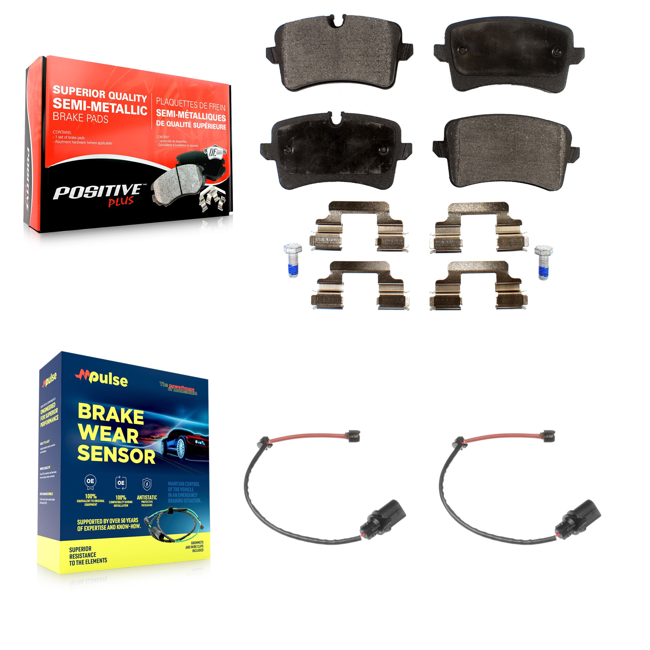 Rear Semi-Metallic Disc Brake Pads And Wear Sensors Kit For Porsche Macan Audi A6 KPW-101107