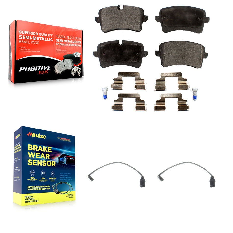 Rear Semi-Metallic Brake Pads Wear Sensor Kit For Audi Porsche Macan A6 Quattro A7 RS5 S6 KPW-101108