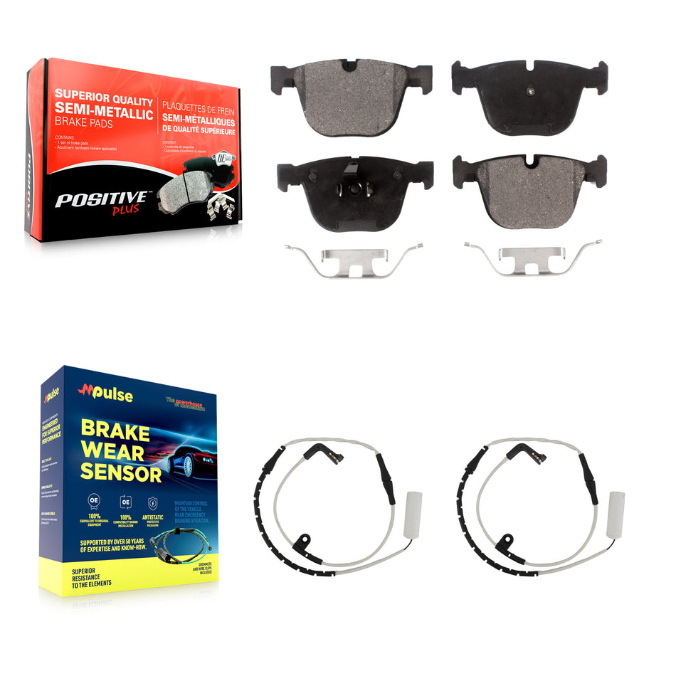 Rear Semi-Metallic Brake Pad & Wear Sensor Kit For BMW 750i 750Li 745i 745Li 760Li Alpina KPW-101122