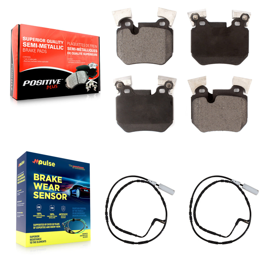 Rear Semi-Metallic Disc Brake Pads And Wear Sensors Kit For BMW 135i 135is 3.0L KPW-101131