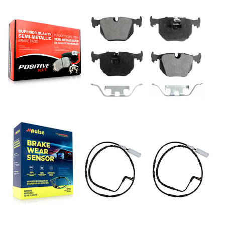 Rear Semi-Metallic Disc Brake Pads And Wear Sensors Kit For 2005 BMW 330xi 3.0L KPW-101132