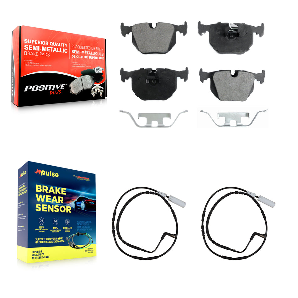 Rear Semi-Metallic Disc Brake Pads And Wear Sensors Kit For 2005 BMW 330xi 3.0L KPW-101132