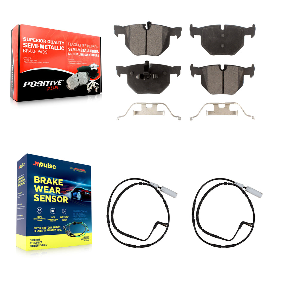 Rear Semi-Metallic Brake Pads & Wear Sensor Kit For BMW 335i xDrive 335xi 330i 330xi 335d KPW-101133