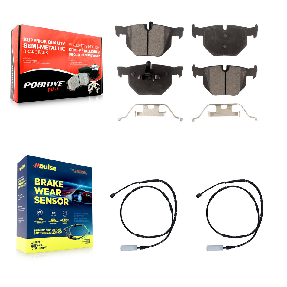 Rear Semi-Metallic Disc Brake Pads And Wear Sensors Kit For BMW 335i 335is 335d KPW-101143