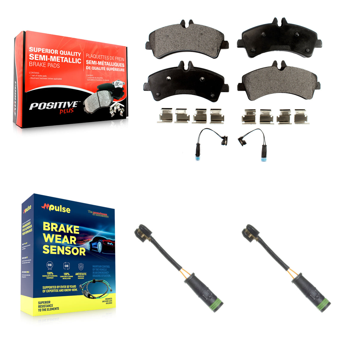 Rear Semi-Metallic Brake Pad Extra Wear Sensor Kit For Mercedes-Benz Sprinter 3500 3500XD KPW-101146