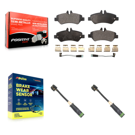 Rear Semi-Metallic Brake Pad & Extra Wear Sensor Kit For Mercedes-Benz Sprinter 3500 2500 KPW-101147