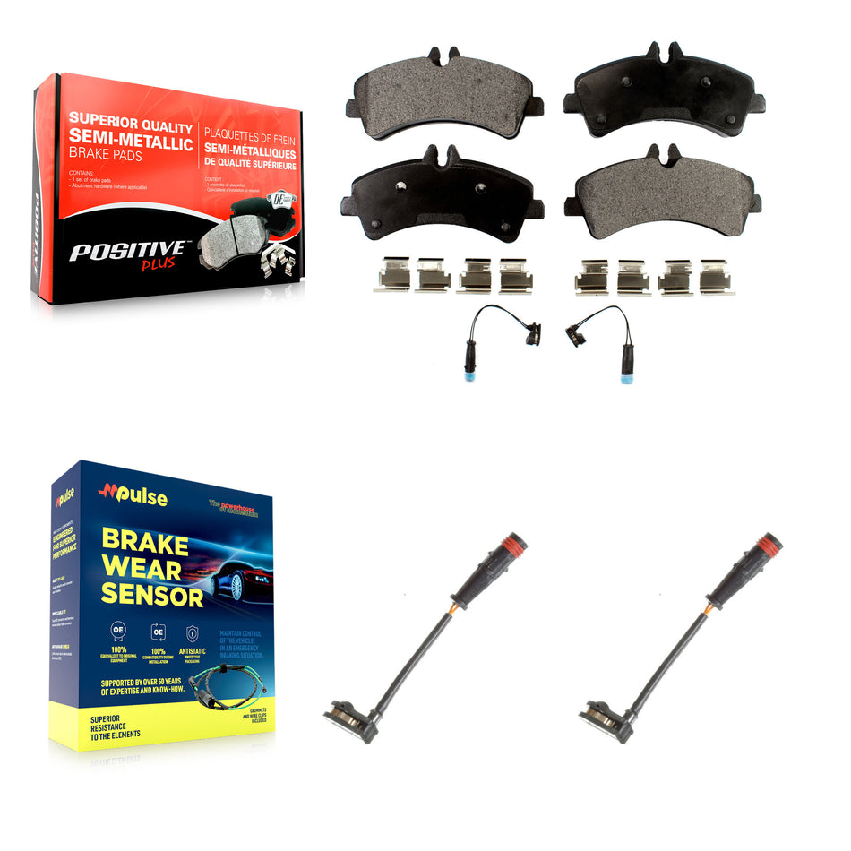 Rear Semi-Metallic Brake Pads Extra Wear Sensor Kit For Sprinter 3500 Mercedes-Benz Dodge KPW-101148