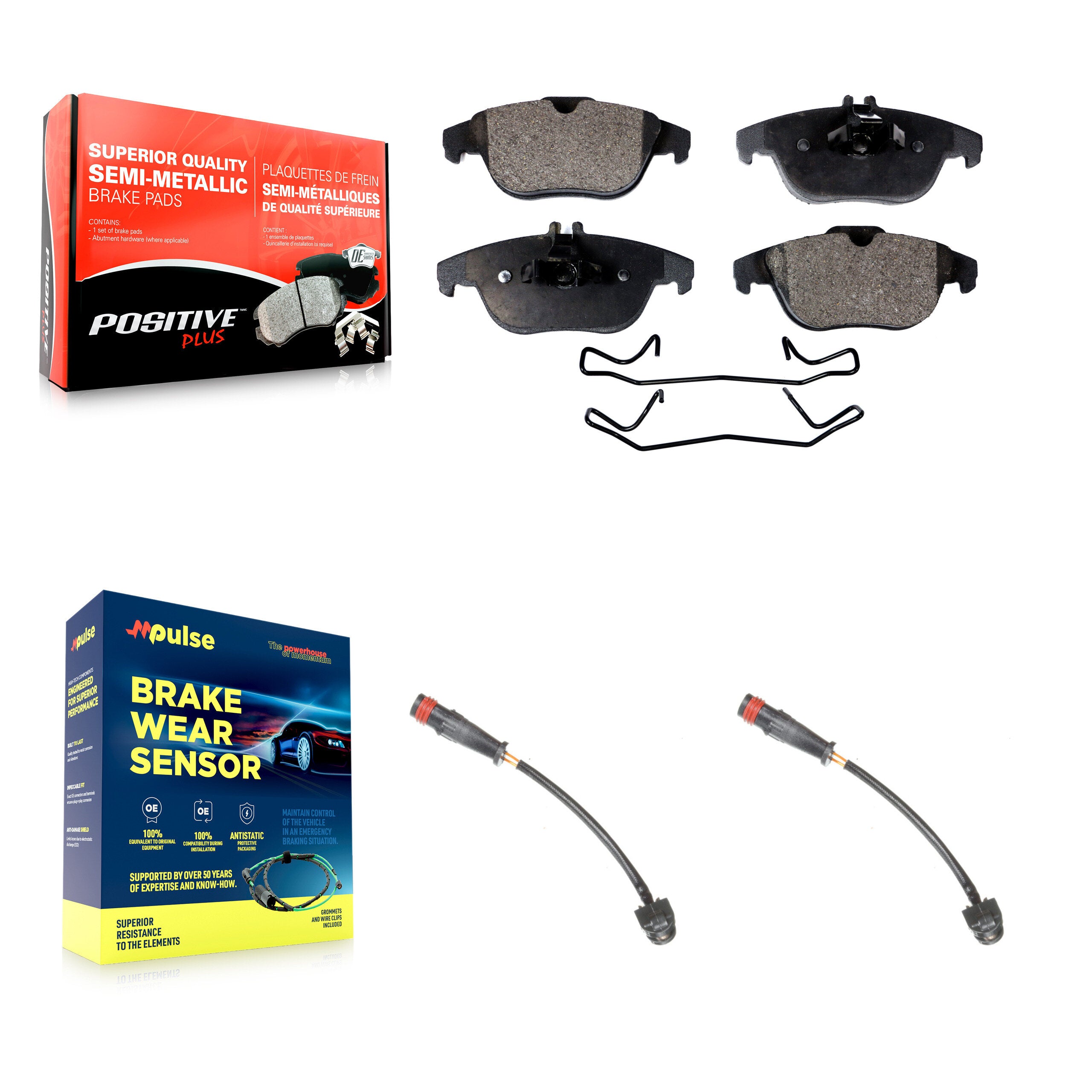 Rear Semi-Metallic Disc Brake Pad And Wear Sensor Kit For 2011 Mercedes-Benz C63 AMG 6.3L KPW-101154