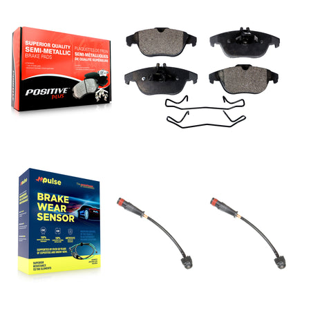 Rear Semi-Metallic Disc Brake Pad And Wear Sensor Kit For 2011 Mercedes-Benz C63 AMG 6.3L KPW-101154