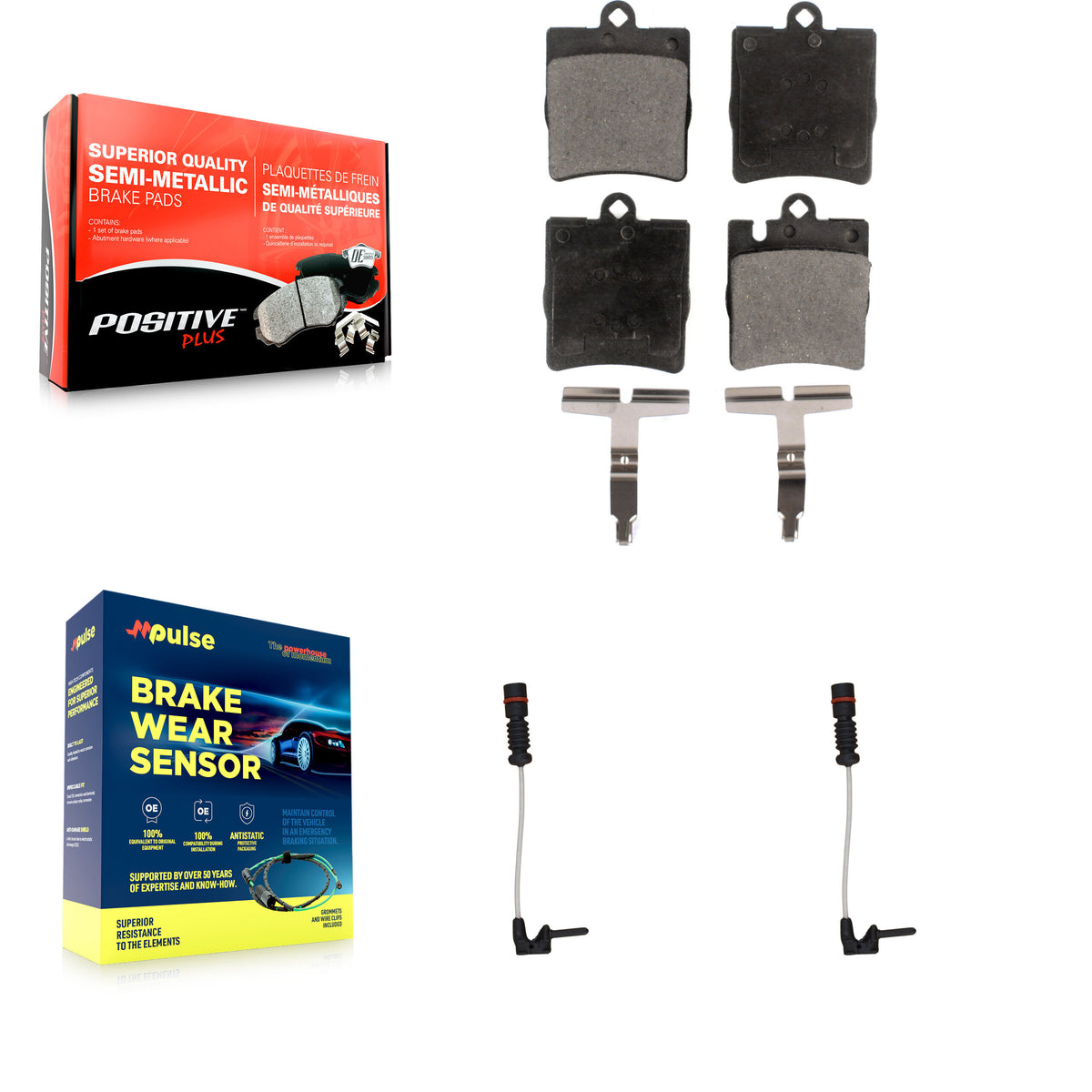 Rear Semi-Metallic Disc Brake Pads And Wear Sensor Kit For Mercedes-Benz E320 CLK320 E430 KPW-101157