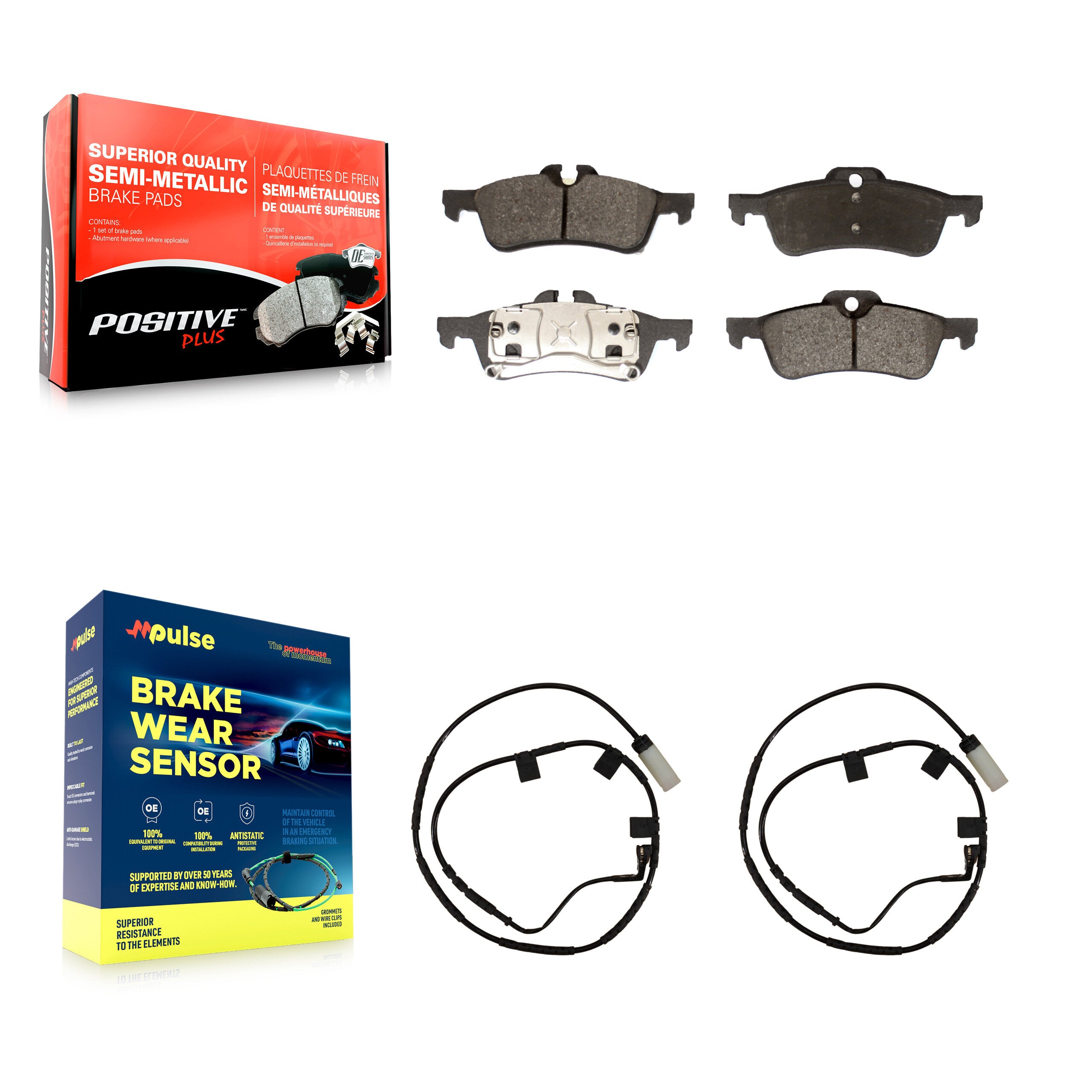 Rear Semi-Metallic Disc Brake Pads And Wear Sensors Kit For 2006 Mini Cooper 1.6L KPW-101172