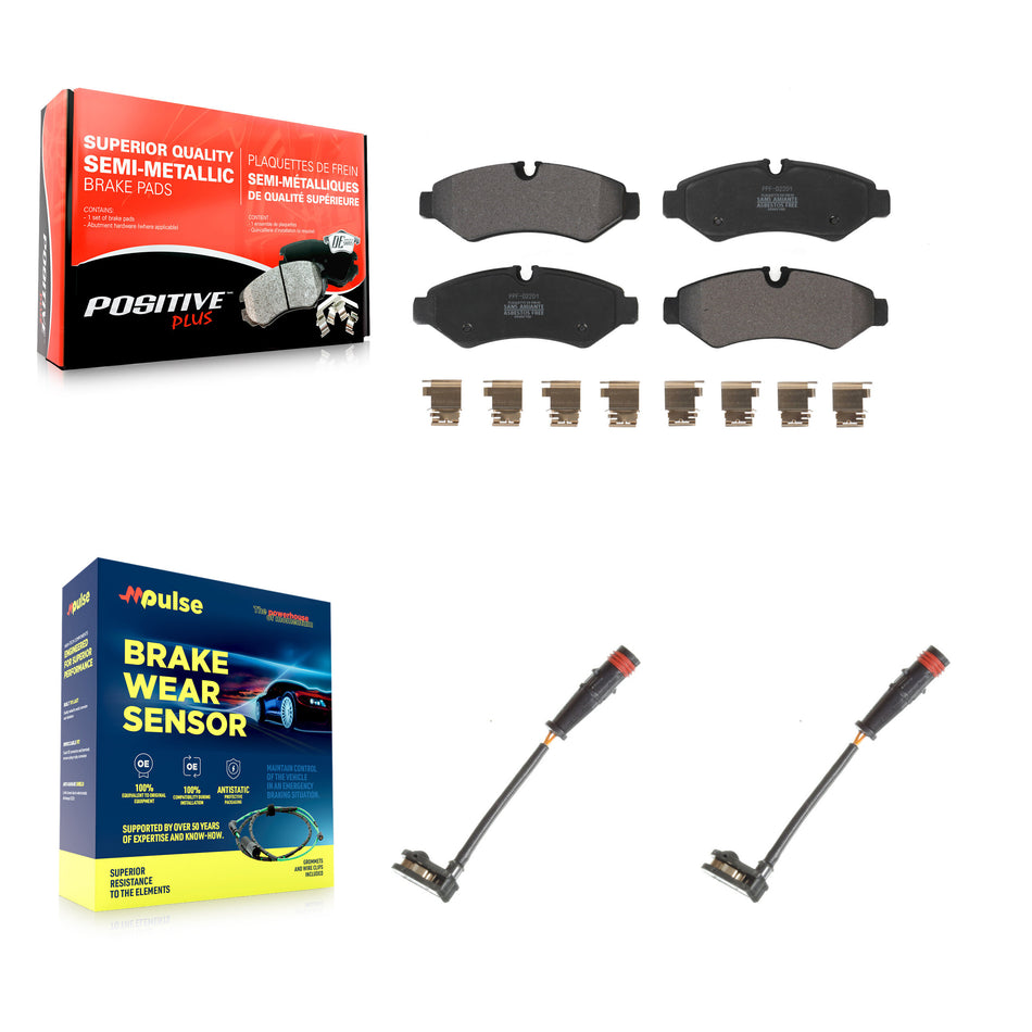 Rear Semi-Metallic Disc Brake Pads & Wear Sensor Kit For Mercedes-Benz Sprinter 2500 1500 KPW-101174