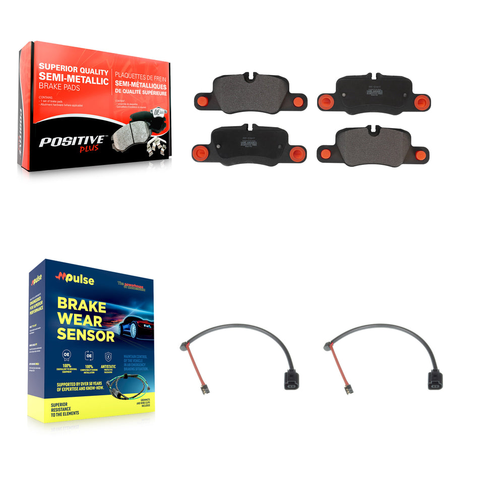 Rear Semi-Metallic Brake Pads Wear Sensor Kit For 19 Porsche 911 3.0L With Cast Iron Disc KPW-101182