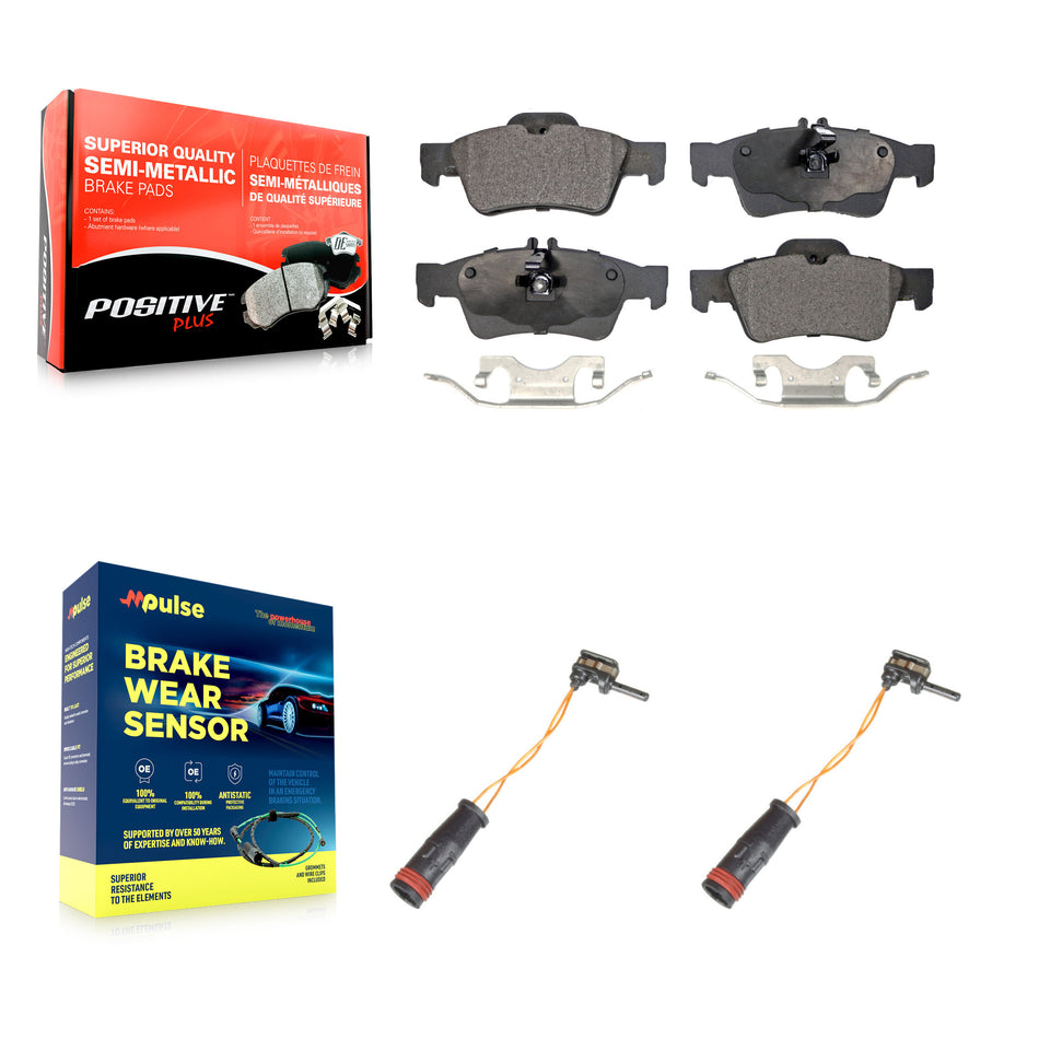 Rear Semi-Metallic Brake Pads Wear Sensor Kit For Mercedes-Benz E350 E550 S550 E400 SL500 KPW-101186