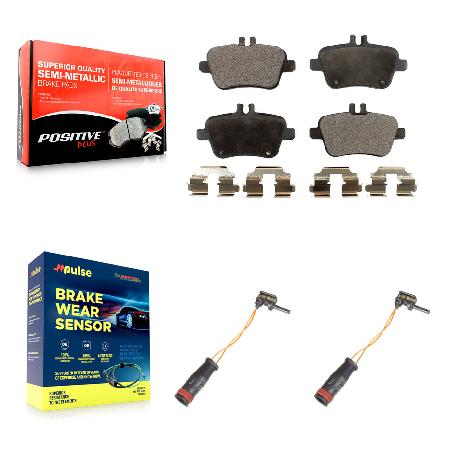 Rear Semi-Metallic Disc Brake Pads And Wear Sensors Kit For Mercedes-Benz SLK350 KPW-101189
