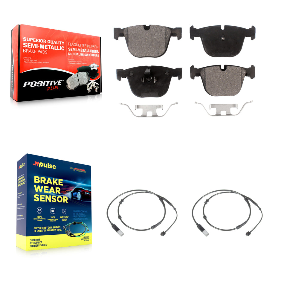 Rear Semi-Metallic Brake Pads Wear Sensor Kit For BMW 750i xDrive 750Li 740Li Alpina B7 7 KPW-101195