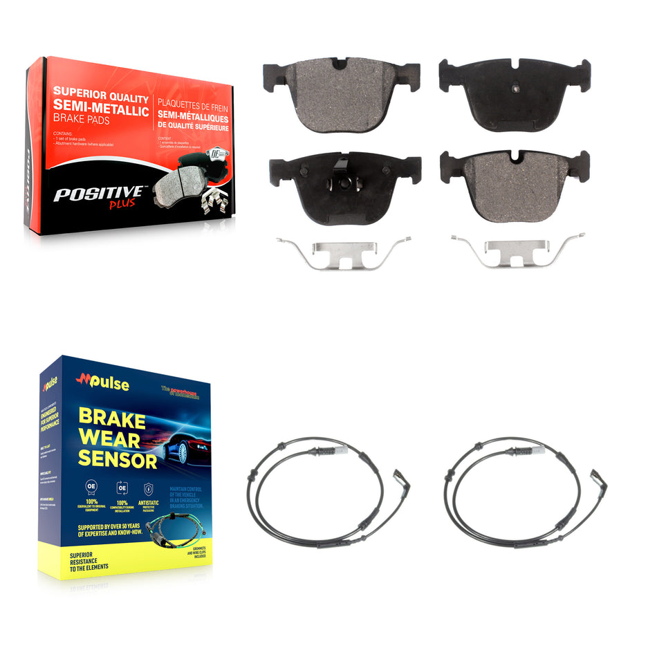 Rear Semi-Metallic Disc Brake Pads And Wear Sensors Kit For BMW 750i 750Li KPW-101197