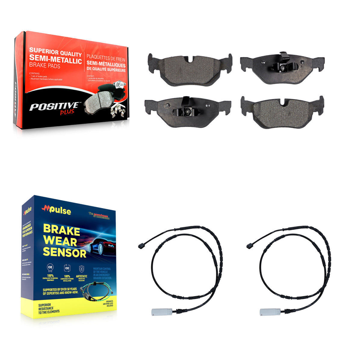 Rear Semi-Metallic Disc Brake Pads And Wear Sensors Kit For BMW 328i xDrive 128i KPW-101204