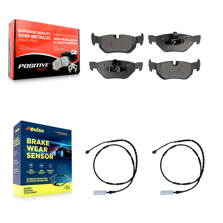 Rear Semi-Metallic Disc Brake Pads And Wear Sensors Kit For BMW 328i xDrive 128i KPW-101204