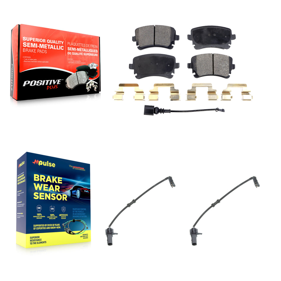 Rear Semi-Metallic Brake Pad And Extra Wear Sensor Kit For 2010 Audi A8 Quattro 6.0L/4.2L KPW-101215