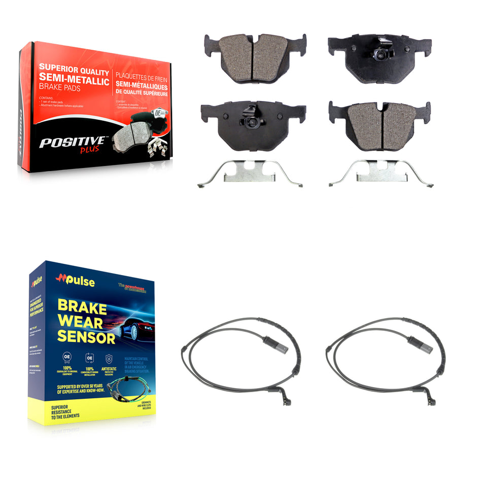 Rear Semi-Metallic Disc Brake Pads And Wear Sensors Kit For BMW X5 X6 KPW-101216