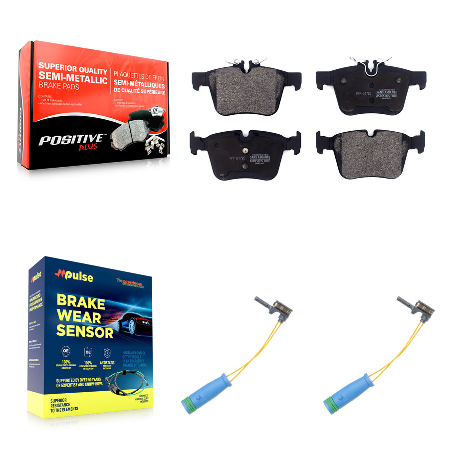 Rear Semi-Metallic Disc Brake Pads And Wear Sensors Kit For Mercedes-Benz C300 C400 C350e KPW-101219