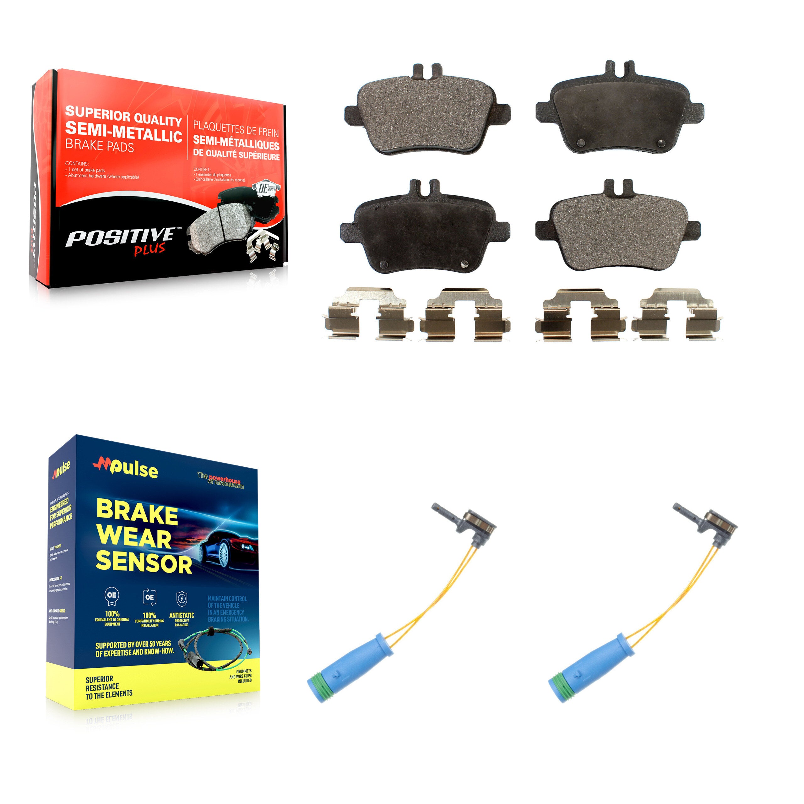 Rear Semi-Metallic Disc Brake Pads & Wear Sensor Kit For Mercedes-Benz CLA250 GLA250 2.0L KPW-101220