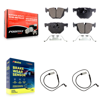 Rear Semi-Metallic Disc Brake Pads And Wear Sensors Kit For BMW 530xi 535i xDrive 535xi KPW-101223