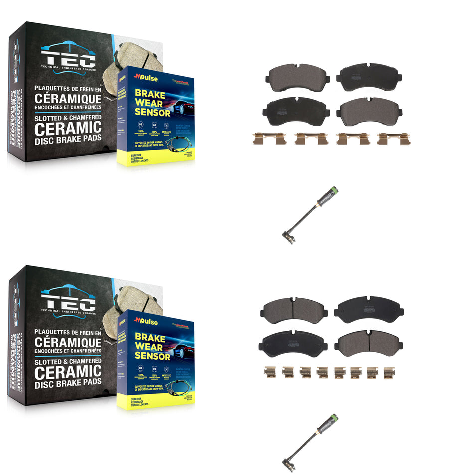 Front Rear Semi-Metallic Disc Brake Pads & Wear Sensor Kit For Freightliner Sprinter 3500 KPW-101235