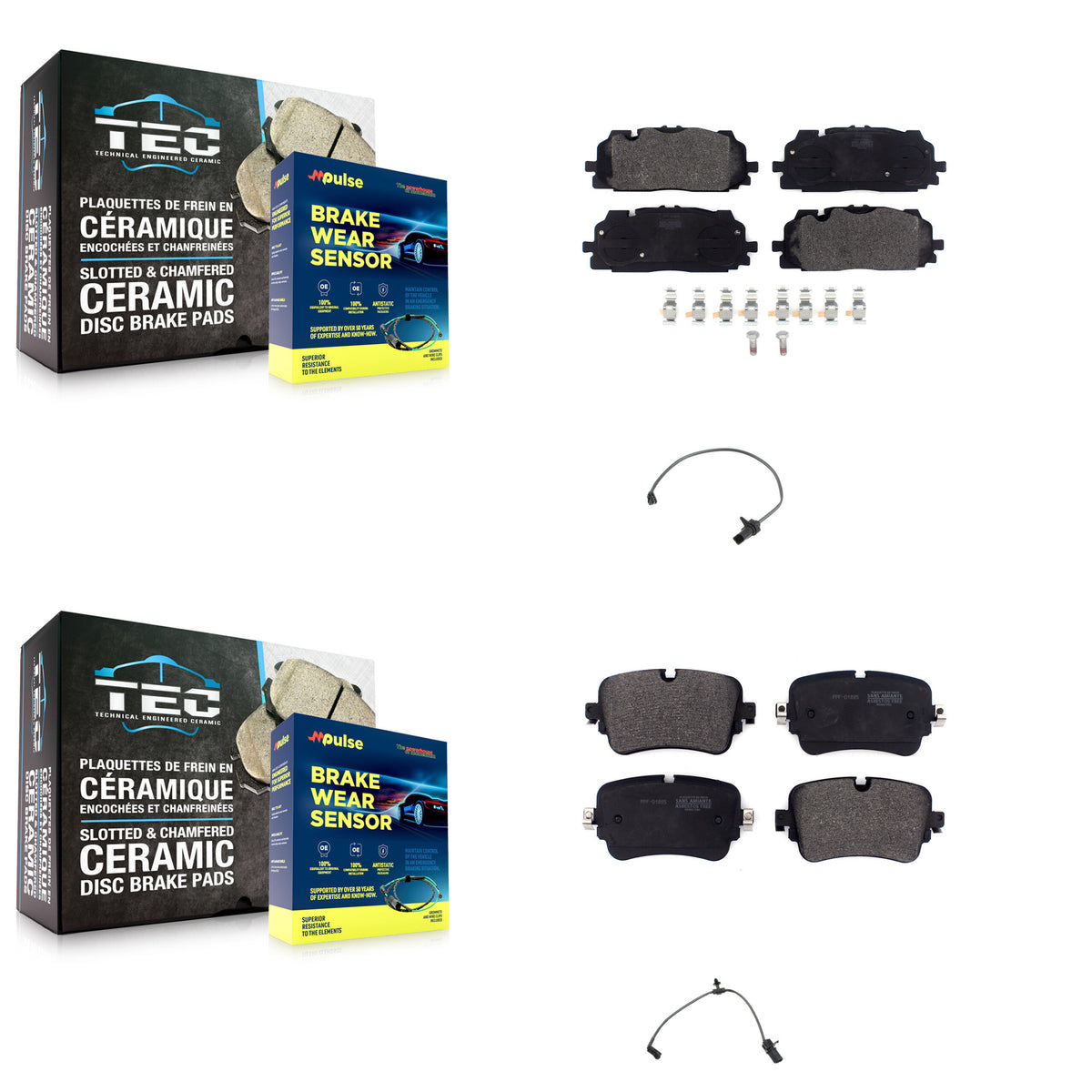 Front Rear Semi-Metallic Disc Brake Pads And Wear Sensors Kit For Audi Q7 Q8 A8 Quattro KPW-101243