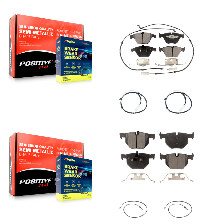 Front Rear Semi-Metallic Disc Brake Pads And Extra Wear Sensors Kit For BMW 335i xDrive KPW-101259