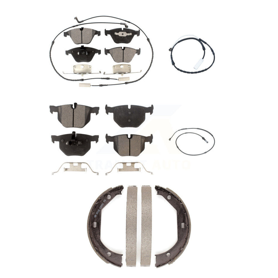 Front Rear Semi-Metallic Disc Brake Pad & Extra Wear Sensor Kit (5Pc) For BMW 335i xDrive KPW-101278