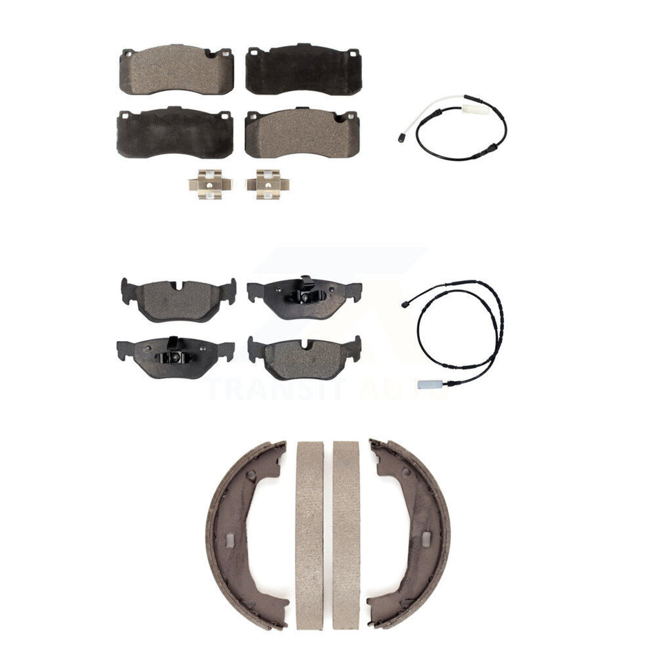 Front Rear Semi-Metallic Disc Brake Pads And Wear Sensors Kit (5Pc) For BMW 328i KPW-101283