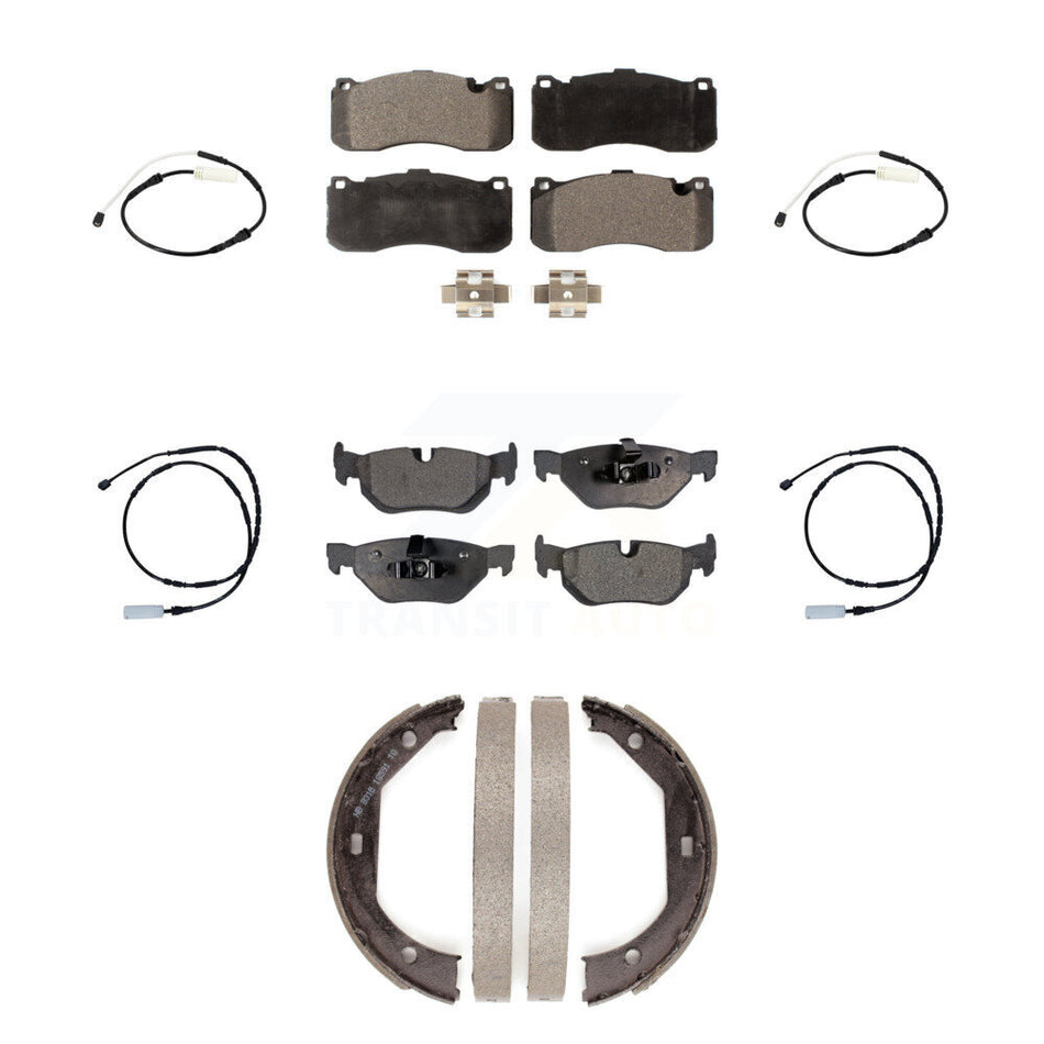 Front Rear Semi-Metallic Disc Brake Pads And Wear Sensors Kit (7Pc) For BMW 328i KPW-101305