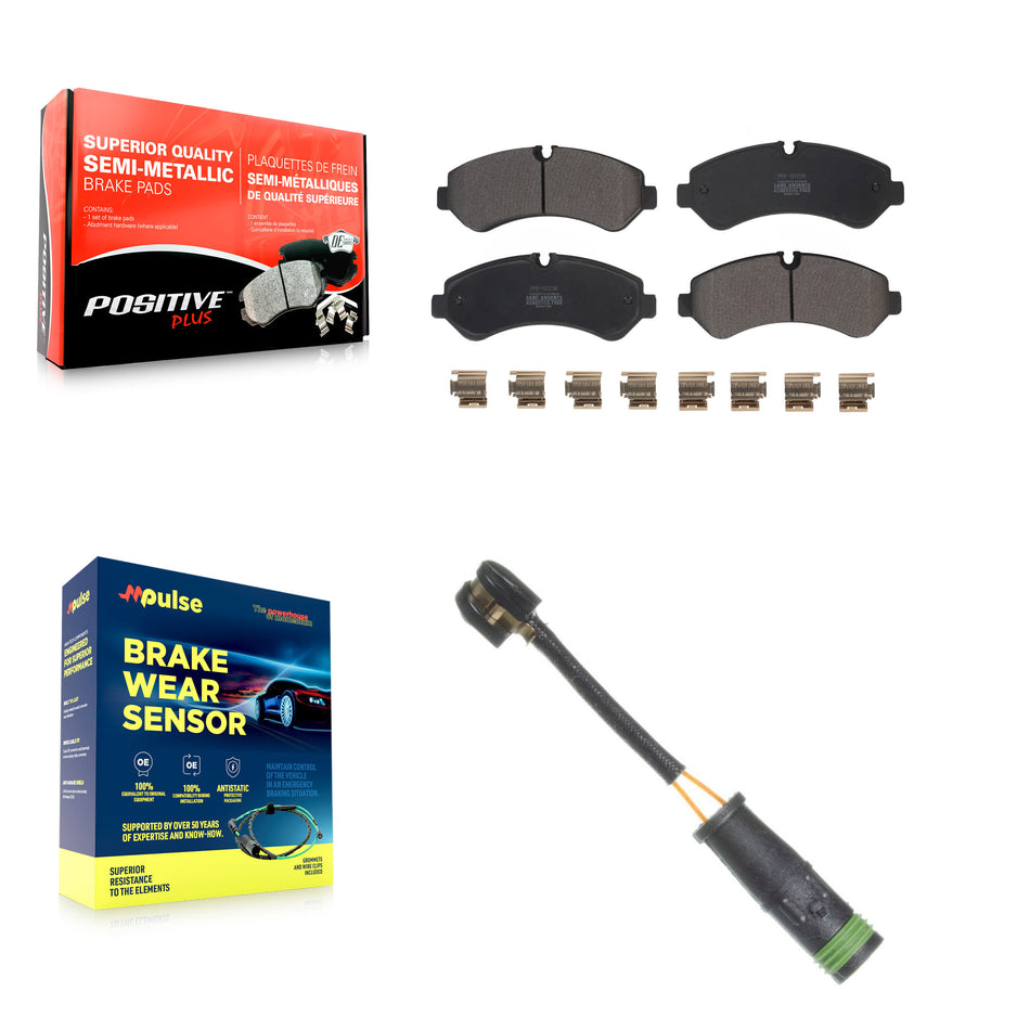 Rear Semi-Metallic Brake Pad Wear Sensor Kit For Mercedes-Benz Sprinter 4500 Freightliner KPW-101325