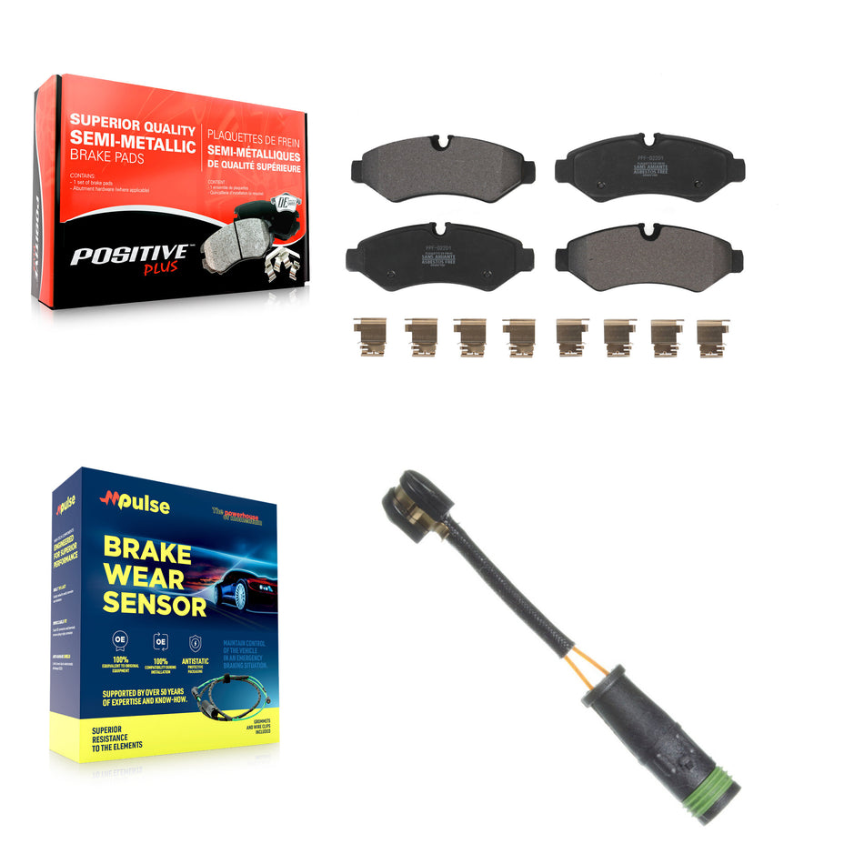 Rear Semi-Metallic Brake Pad Wear Sensor Kit For Mercedes-Benz Sprinter 4500 Freightliner KPW-101326