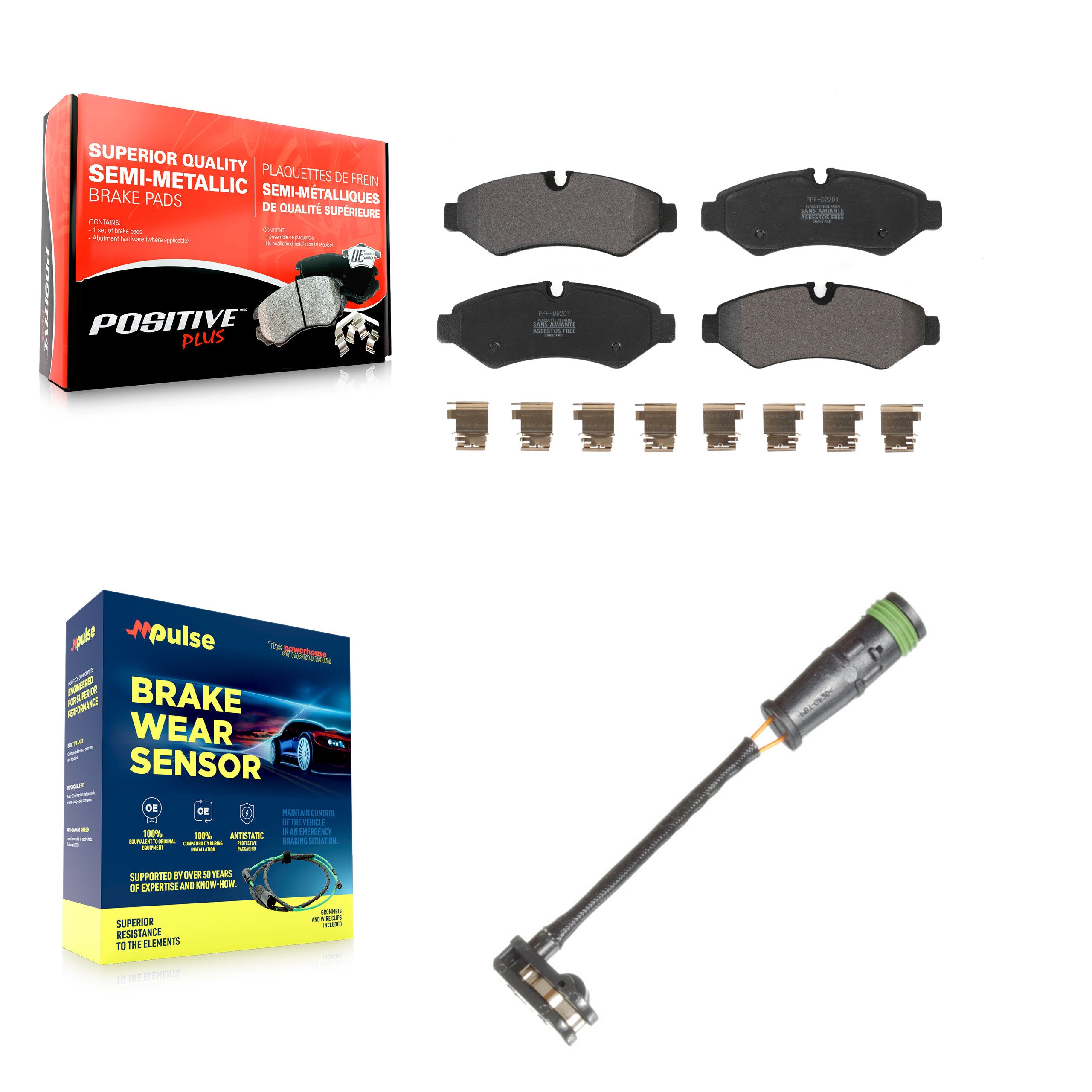Rear Semi-Metallic Brake Pad And Wear Sensor Kit For Freightliner Sprinter 2500 3500 1500 KPW-101332