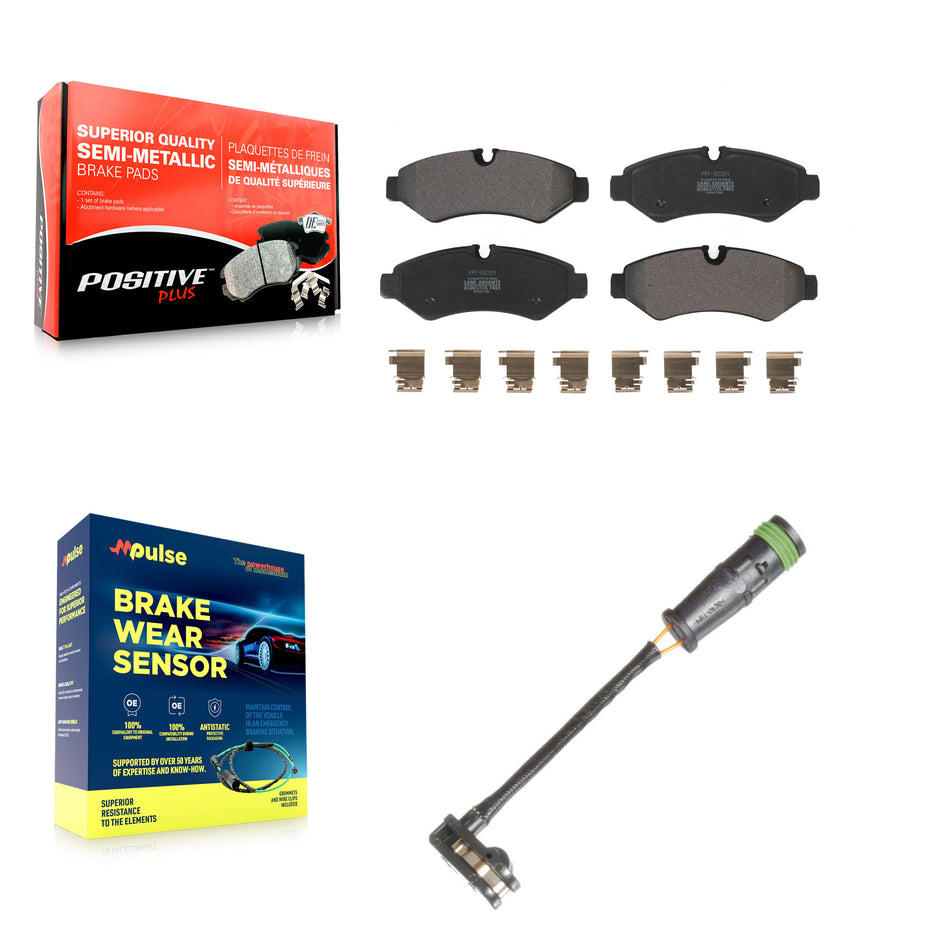 Rear Semi-Metallic Brake Pad And Wear Sensor Kit For Freightliner Sprinter 2500 3500 1500 KPW-101332