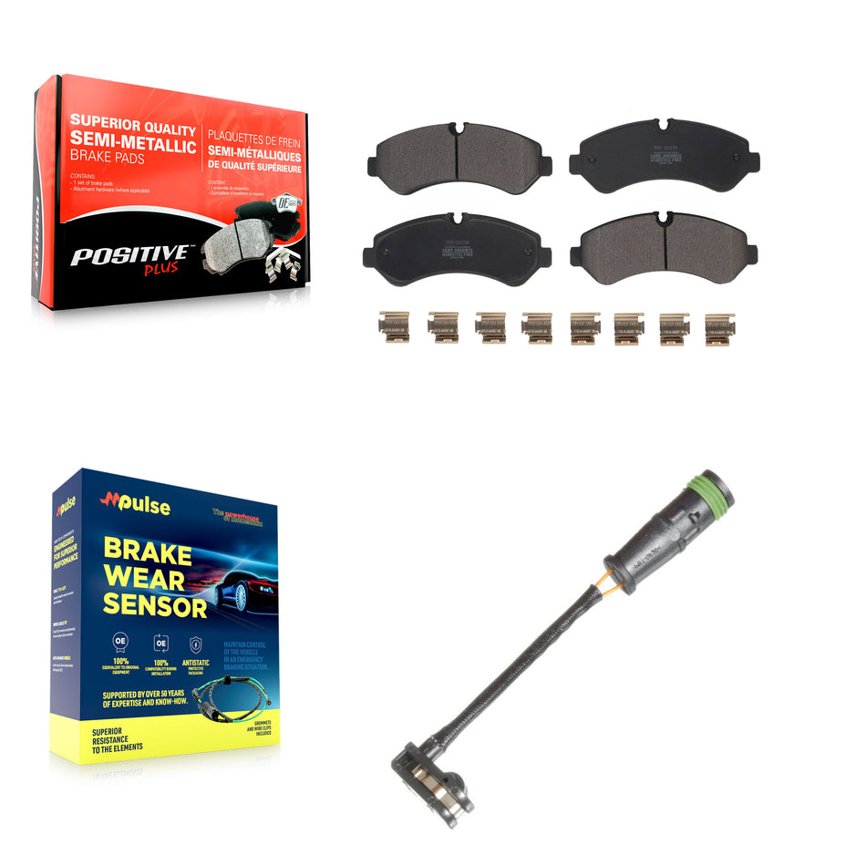 Rear Semi-Metallic Disc Brake Pads And Wear Sensors Kit For Freightliner Sprinter 3500 KPW-101333