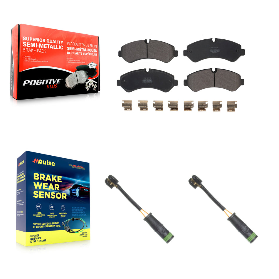 Rear Semi-Metallic Brake Pad Wear Sensor Kit For Mercedes-Benz Sprinter 4500 Freightliner KPW-101335