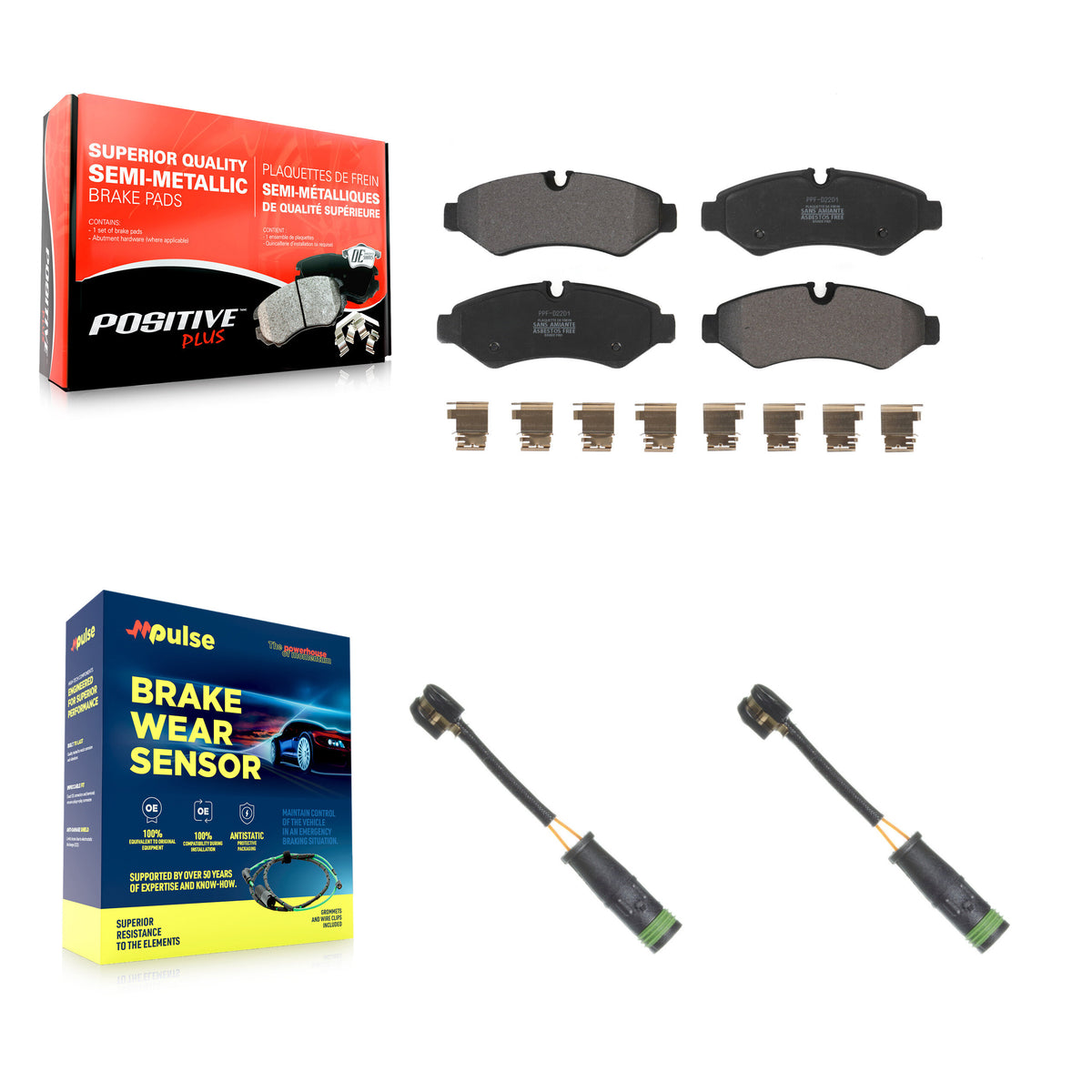Rear Semi-Metallic Brake Pad Wear Sensor Kit For Mercedes-Benz Sprinter 4500 Freightliner KPW-101336