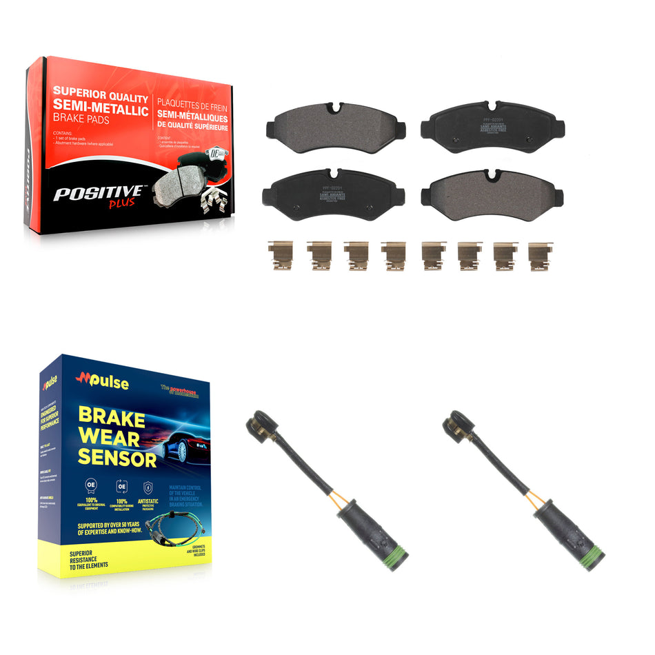 Rear Semi-Metallic Brake Pad Wear Sensor Kit For Mercedes-Benz Sprinter 4500 Freightliner KPW-101336